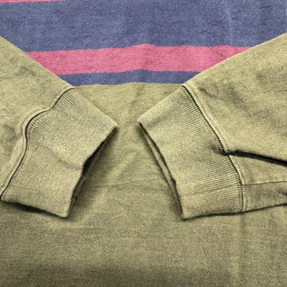 Vintage LL Bean Rugby Shirt Mens XL Green Striped Long Sleeve - Picture 4 of 6